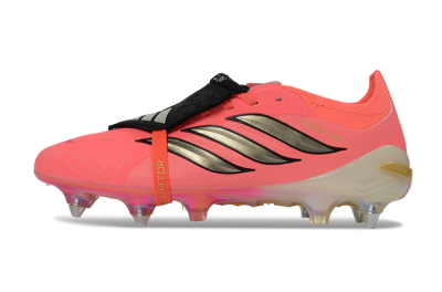 Men's Adidas Predator 26 Elite Fold-Over Tongue SG Football Boots - Pink/Bright Coral/Metallic Gold