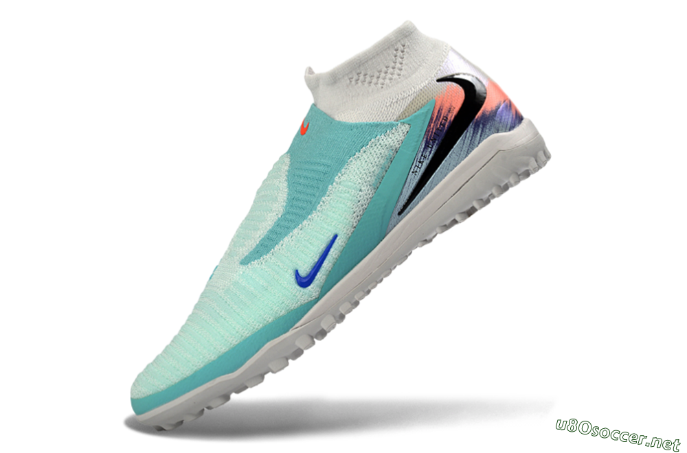 Unisex Nike Phantom 6 Elite High TF Football Shoes - Aqua/Coral Splash/Deep Blue 5