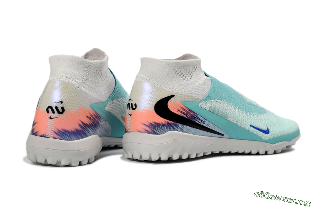 Unisex Nike Phantom 6 Elite High TF Football Shoes - Aqua/Coral Splash/Deep Blue 6