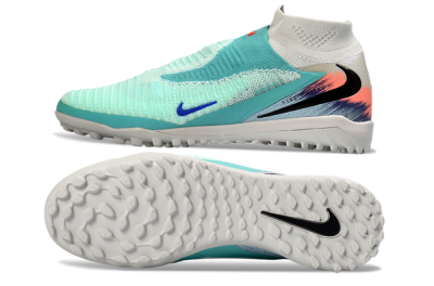 Unisex Nike Phantom 6 Elite High TF Football Shoes - Aqua/Coral Splash/Deep Blue
