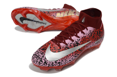 Unisex Nike Air Zoom Mercurial Superfly 10 Elite FG Football Boots - Pink/Crimson Red/Black