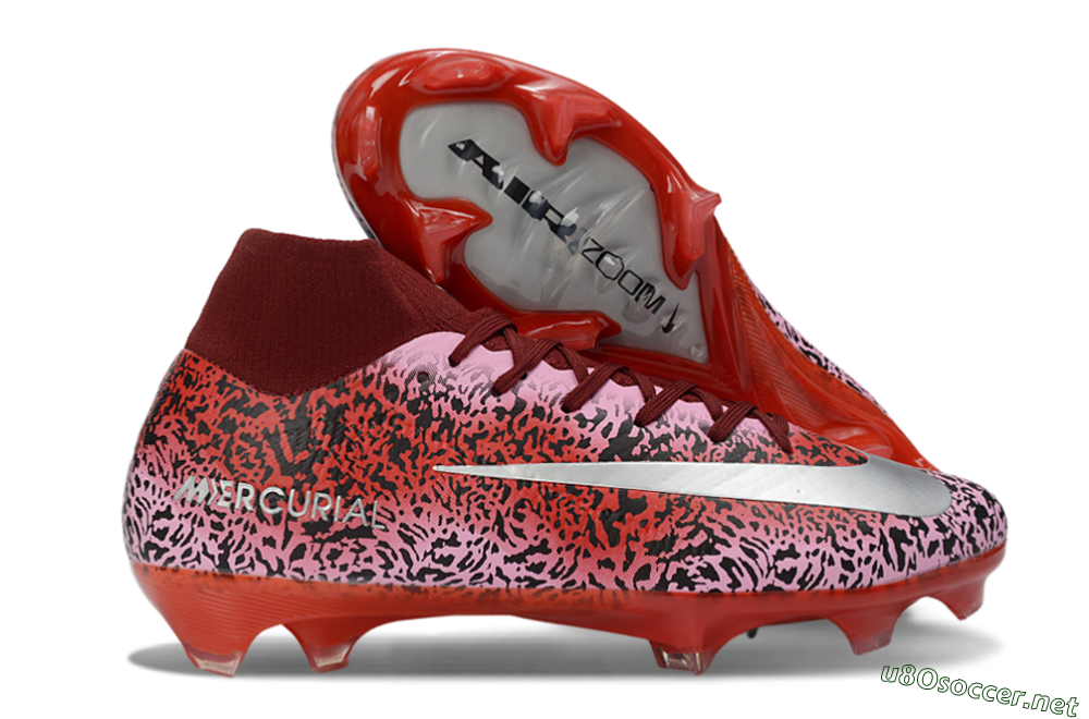 Unisex Nike Air Zoom Mercurial Superfly 10 Elite FG Football Boots - Pink/Crimson Red/Black 2