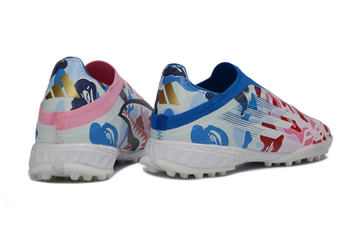 Men's Adidas F50 Pro Laceless TF Football Shoes - Pink/Coral Breeze/Frosted Blue