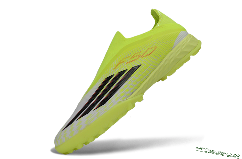 Men's Adidas F50 Pro Laceless TF Football Shoes - Yellow/Electric Yellow/Grey Black 5