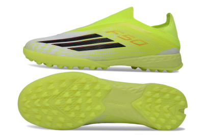 Men's Adidas F50 Pro Laceless TF Football Shoes - Yellow/Electric Yellow/Grey Black