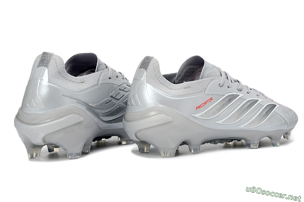 Men's Adidas Predator 26 Elite FG Football Boots - Grey/Silver Mist/Crimson Flash 6