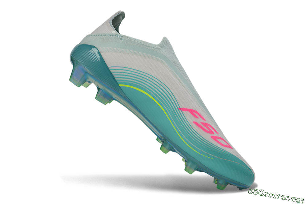 Unisex Messi x Adidas F50 Elite Laceless FG Football Boots - Aqua/Neon Green/Pink 5