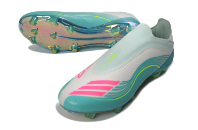 Unisex Messi x Adidas F50 Elite Laceless FG Football Boots - Aqua/Neon Green/Pink