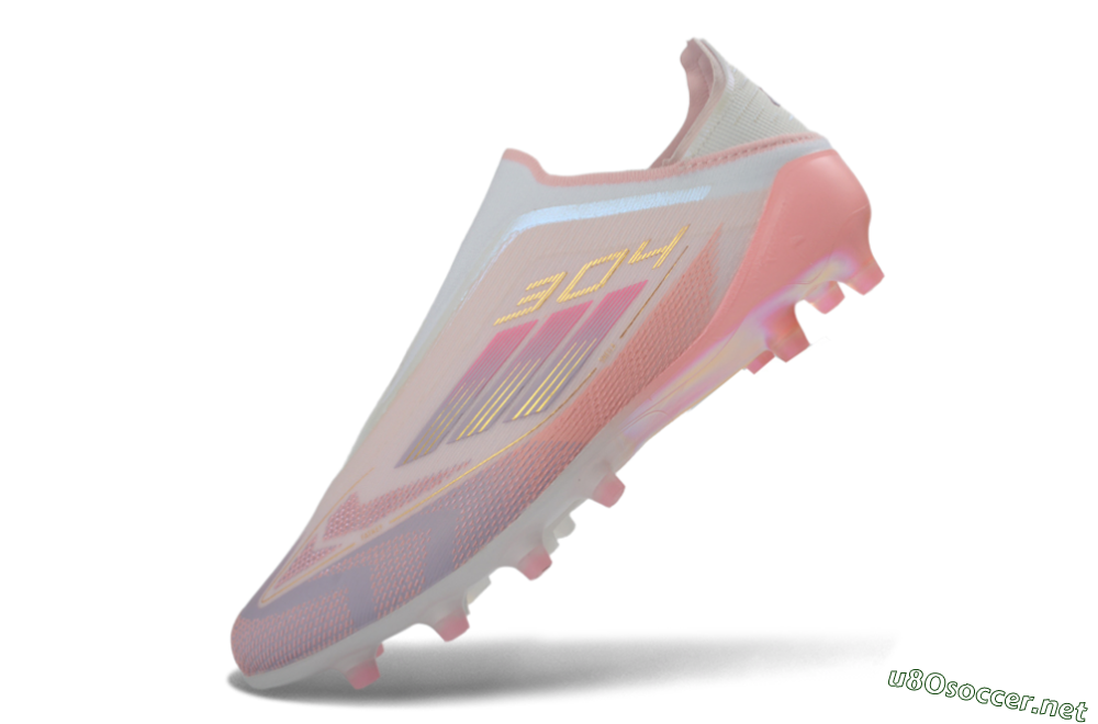 Men's Adidas F50 304 Elite Laceless AG Football Boots - Pink/Coral Pink/Soft Lilac 6