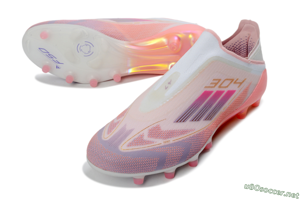 Men's Adidas F50 304 Elite Laceless AG Football Boots - Pink/Coral Pink/Soft Lilac 3
