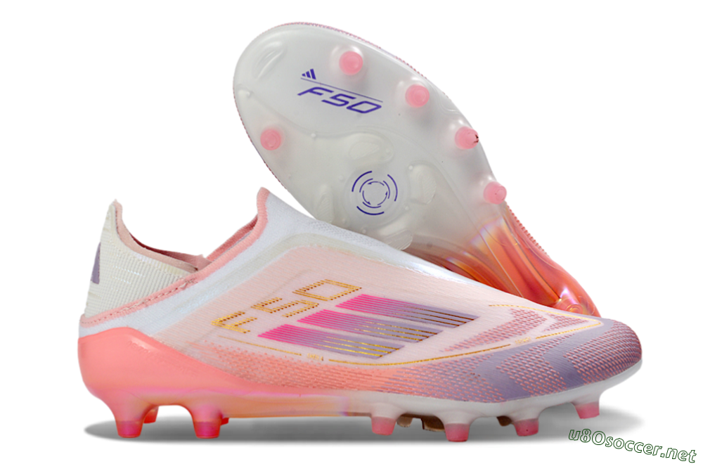 Men's Adidas F50 304 Elite Laceless AG Football Boots - Pink/Coral Pink/Soft Lilac 2