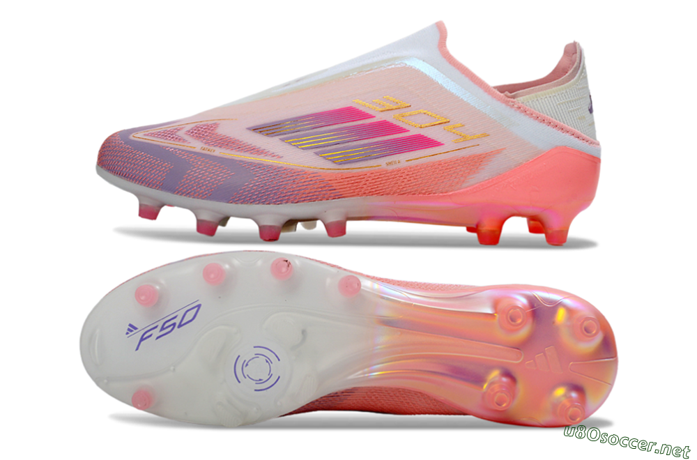 Men's Adidas F50 304 Elite Laceless AG Football Boots - Pink/Coral Pink/Soft Lilac 1