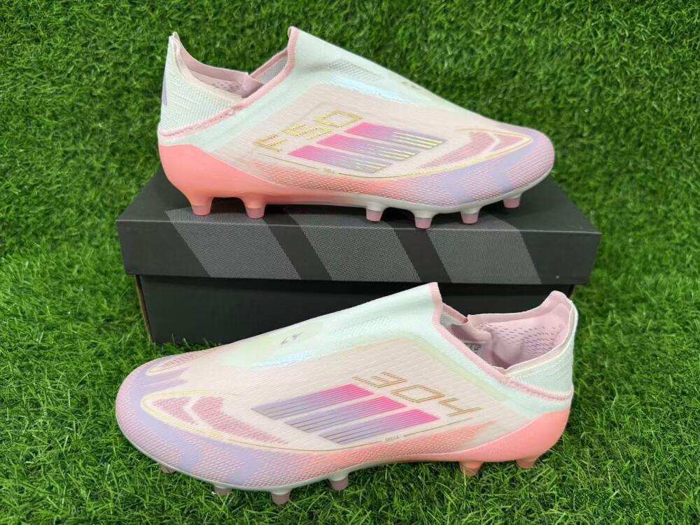 Men's Adidas F50 304 Elite Laceless AG Football Boots - Pink/Coral Pink/Soft Lilac