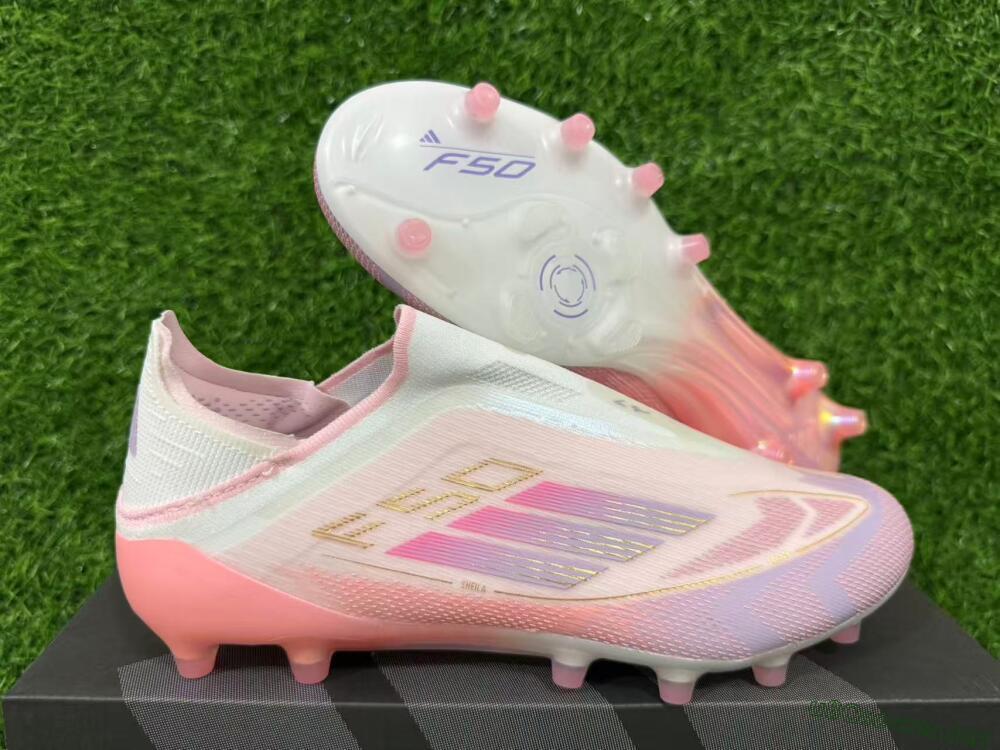 Men's Adidas F50 304 Elite Laceless AG Football Boots - Pink/Coral Pink/Soft Lilac