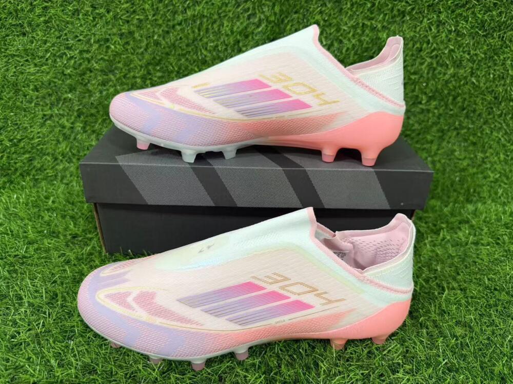 Men's Adidas F50 304 Elite Laceless AG Football Boots - Pink/Coral Pink/Soft Lilac