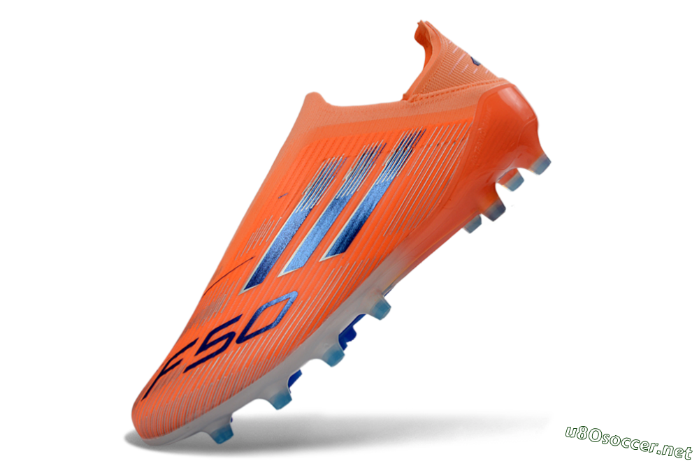 Men's Adidas F50 Elite Laceless AG Football Boots - Orange/Sky Blue/Flame Orange 6