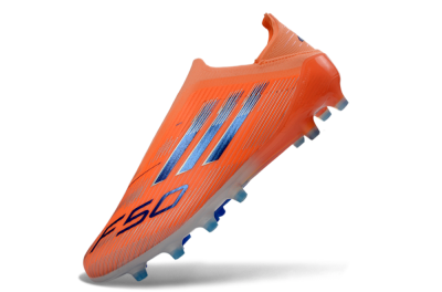 Men's Adidas F50 Elite Laceless AG Football Boots - Orange/Sky Blue/Flame Orange