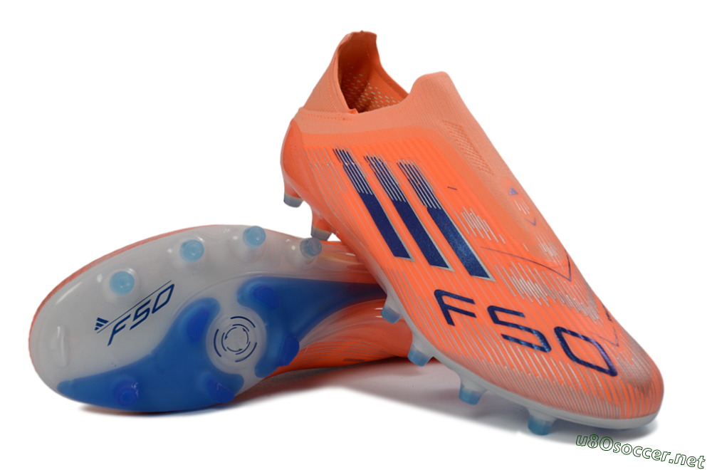 Men's Adidas F50 Elite Laceless AG Football Boots - Orange/Sky Blue/Flame Orange 4