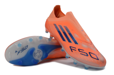 Men's Adidas F50 Elite Laceless AG Football Boots - Orange/Sky Blue/Flame Orange