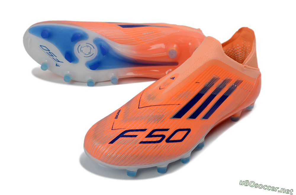Men's Adidas F50 Elite Laceless AG Football Boots - Orange/Sky Blue/Flame Orange 3