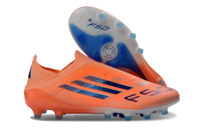 Men's Adidas F50 Elite Laceless AG Football Boots - Orange/Sky Blue/Flame Orange
