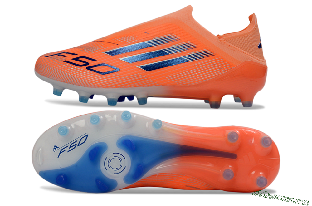 Men's Adidas F50 Elite Laceless AG Football Boots - Orange/Sky Blue/Flame Orange 1