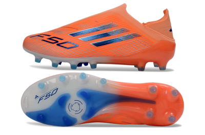 Men's Adidas F50 Elite Laceless AG Football Boots - Orange/Sky Blue/Flame Orange