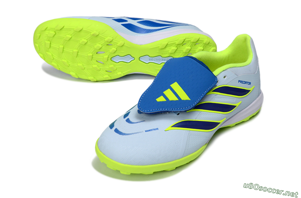 Unisex Adidas Predator 26 Elite Fold-Over Tongue TF Football Shoes - Blue/Lime Green/Neon Yellow 3