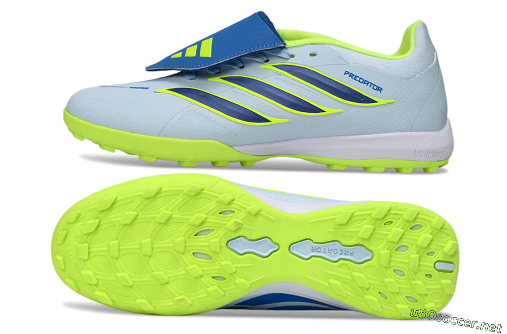 Unisex Adidas Predator 26 Elite Fold-Over Tongue TF Football Shoes - Blue/Lime Green/Neon Yellow 1