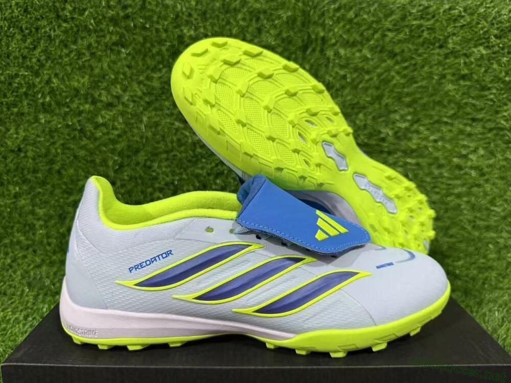 Unisex Adidas Predator 26 Elite Fold-Over Tongue TF Football Shoes - Blue/Lime Green/Neon Yellow