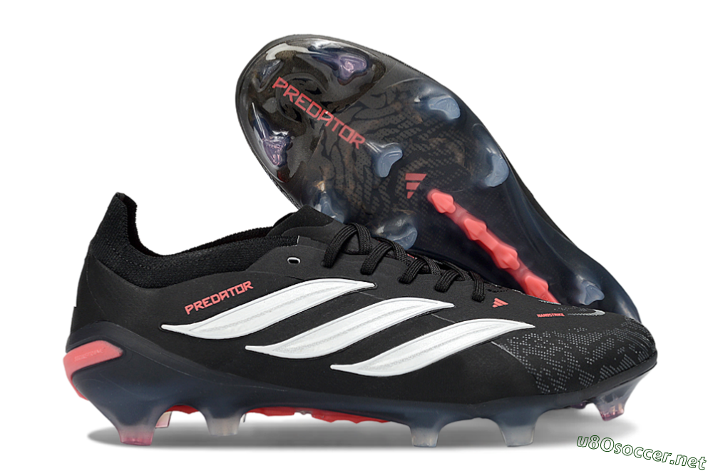 Unisex Adidas Predator 26 Elite FG Football Boots - Black/Vibrant Red/Crystal White 2