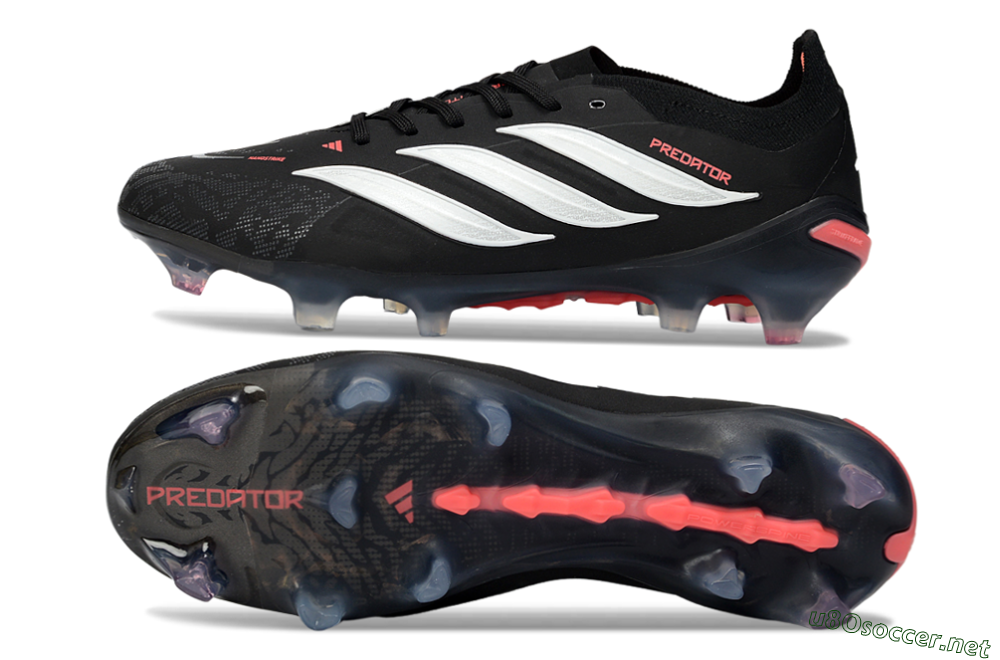 Unisex Adidas Predator 26 Elite FG Football Boots - Black/Vibrant Red/Crystal White 1
