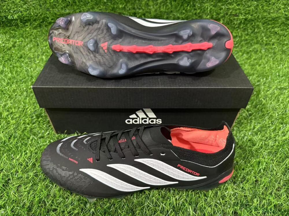 Unisex Adidas Predator 26 Elite FG Football Boots - Black/Vibrant Red/Crystal White