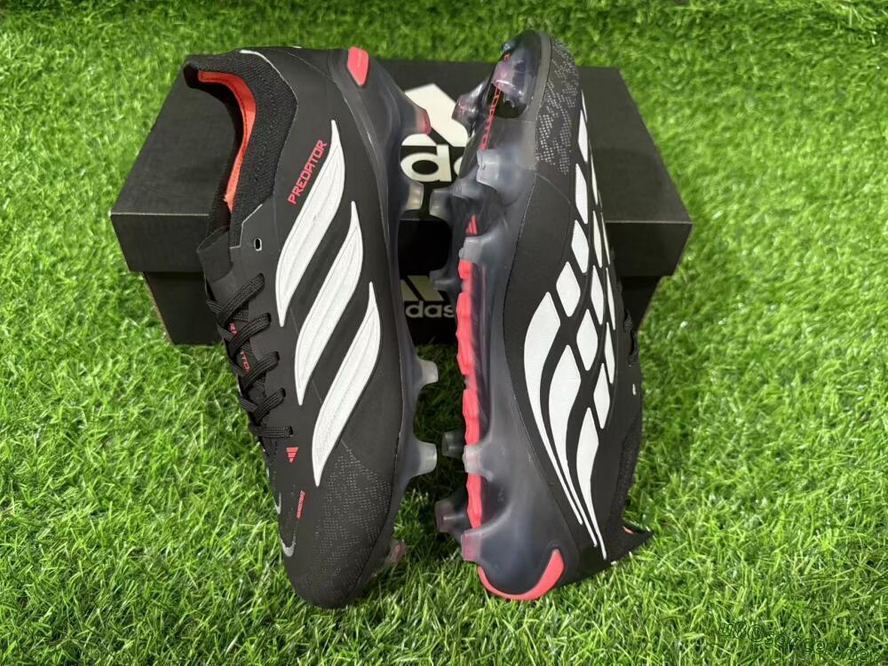 Unisex Adidas Predator 26 Elite FG Football Boots - Black/Vibrant Red/Crystal White