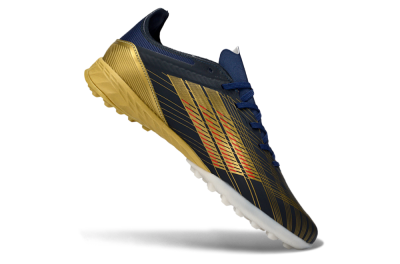 Unisex Adidas F50 Pro TF Football Shoes - Navy/Metallic Gold/Dark Red