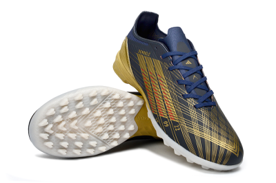 Unisex Adidas F50 Pro TF Football Shoes - Navy/Metallic Gold/Dark Red