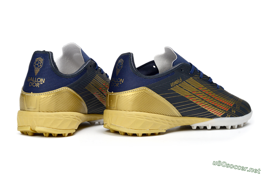 Unisex Adidas F50 Pro TF Football Shoes - Navy/Metallic Gold/Dark Red 7