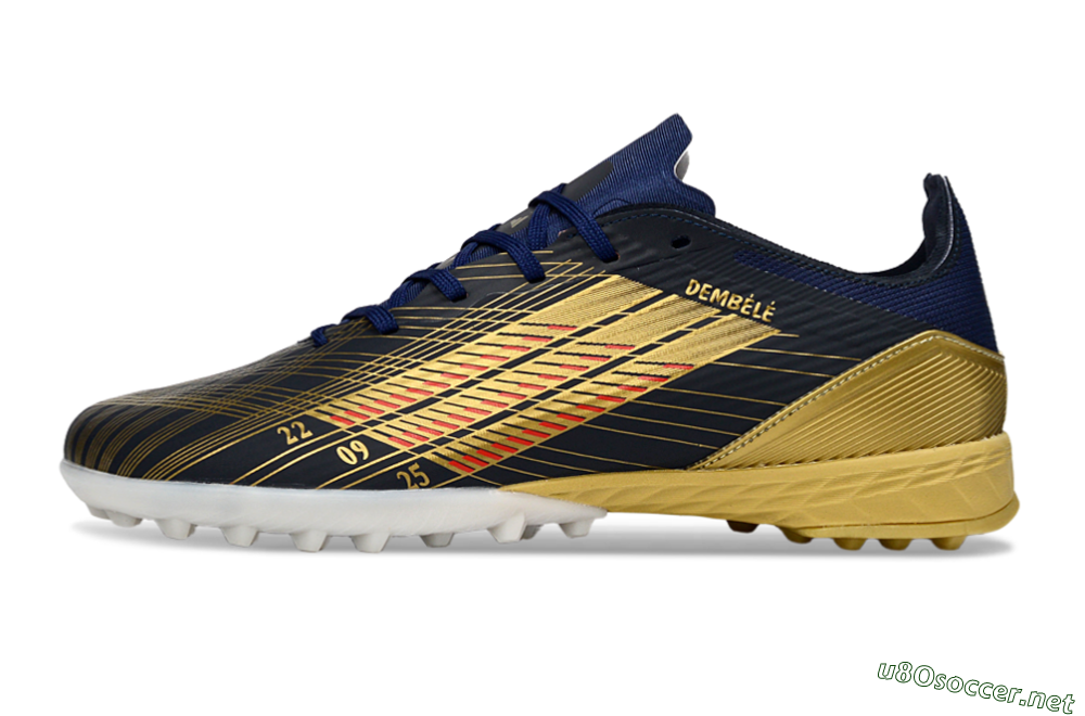 Unisex Adidas F50 Pro TF Football Shoes - Navy/Metallic Gold/Dark Red 0