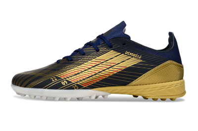 Unisex Adidas F50 Pro TF Football Shoes - Navy/Metallic Gold/Dark Red