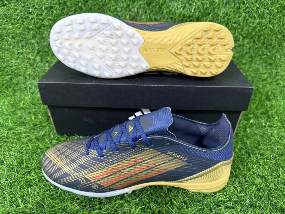 Unisex Adidas F50 Pro TF Football Shoes - Navy/Metallic Gold/Dark Red