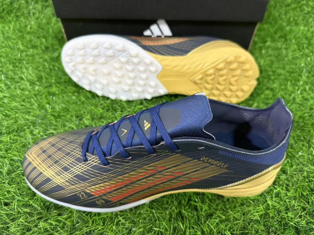 Unisex Adidas F50 Pro TF Football Shoes - Navy/Metallic Gold/Dark Red