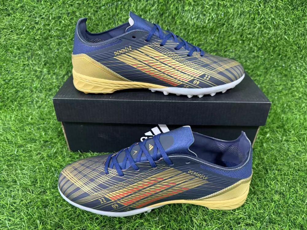 Unisex Adidas F50 Pro TF Football Shoes - Navy/Metallic Gold/Dark Red