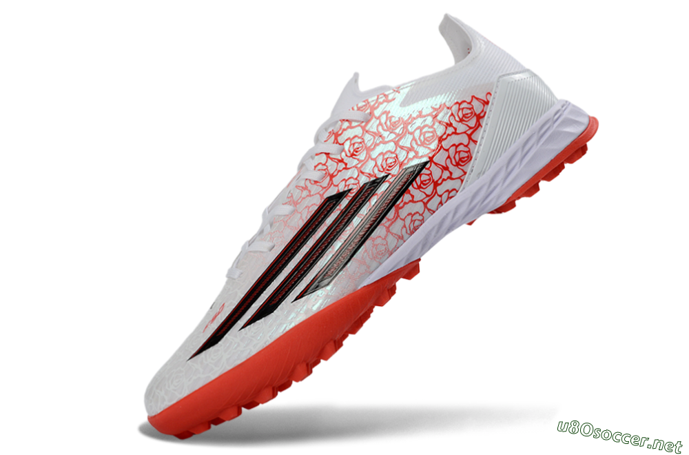 Men's Adidas F50 Pro TF Football Shoes - White/Coral Red/Crimson 5