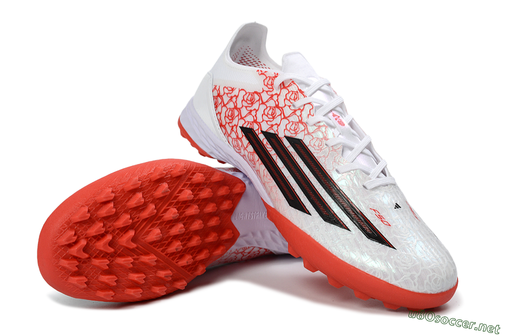 Men's Adidas F50 Pro TF Football Shoes - White/Coral Red/Crimson 3