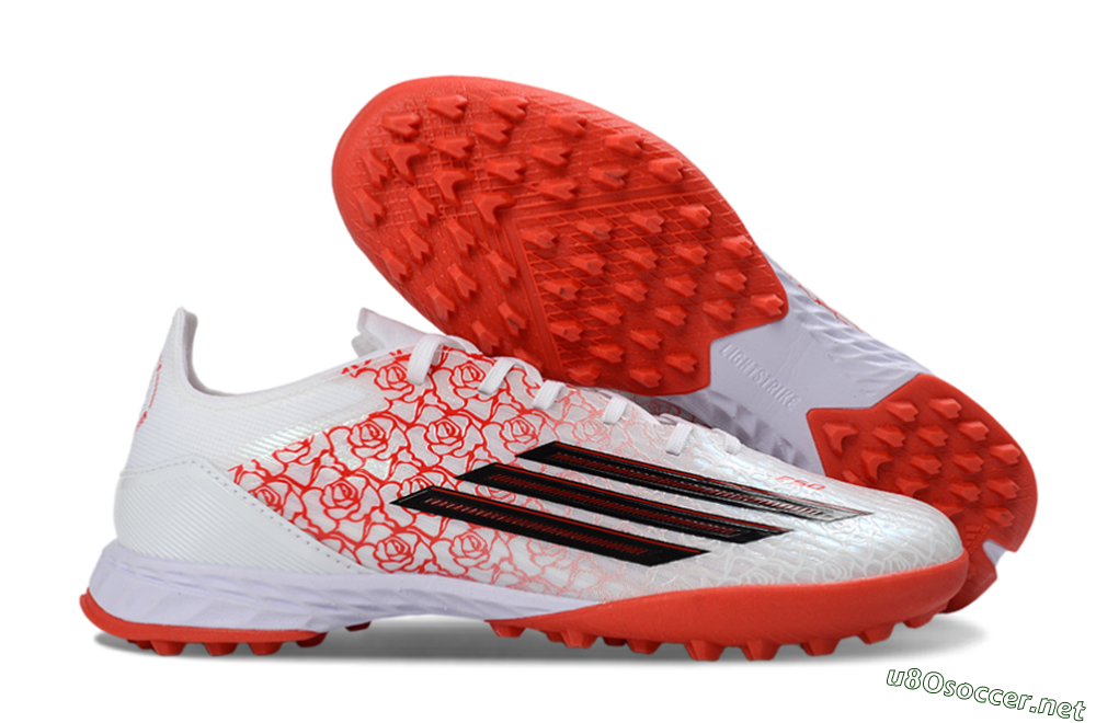 Men's Adidas F50 Pro TF Football Shoes - White/Coral Red/Crimson 2