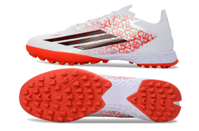 Men's Adidas F50 Pro TF Football Shoes - White/Coral Red/Crimson