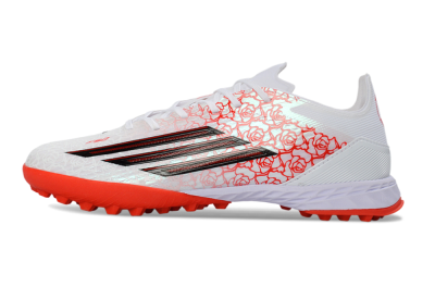 Men's Adidas F50 Pro TF Football Shoes - White/Coral Red/Crimson