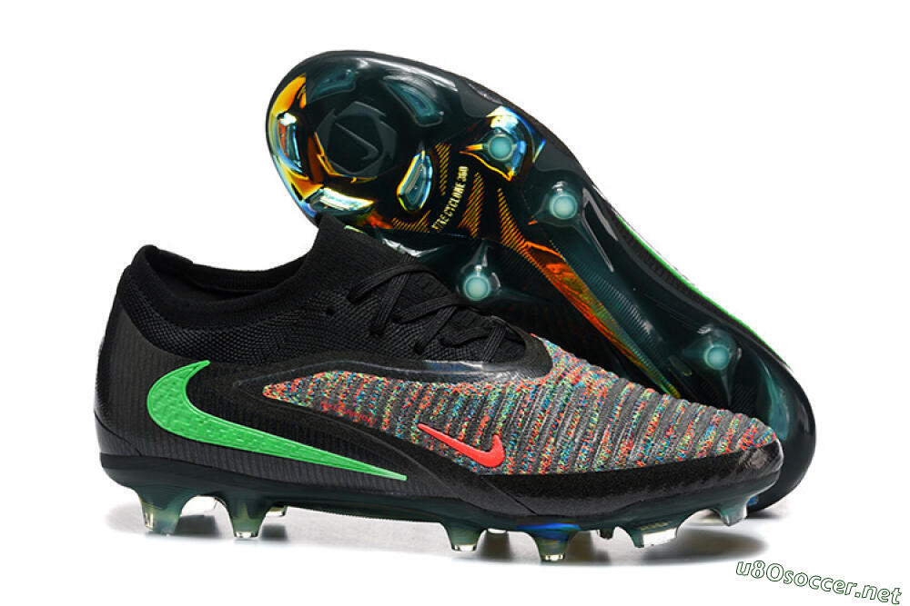 Unisex Nike Phantom 6 Elite High FG Football Boots - Black/Electric Green/Red Blaze 2