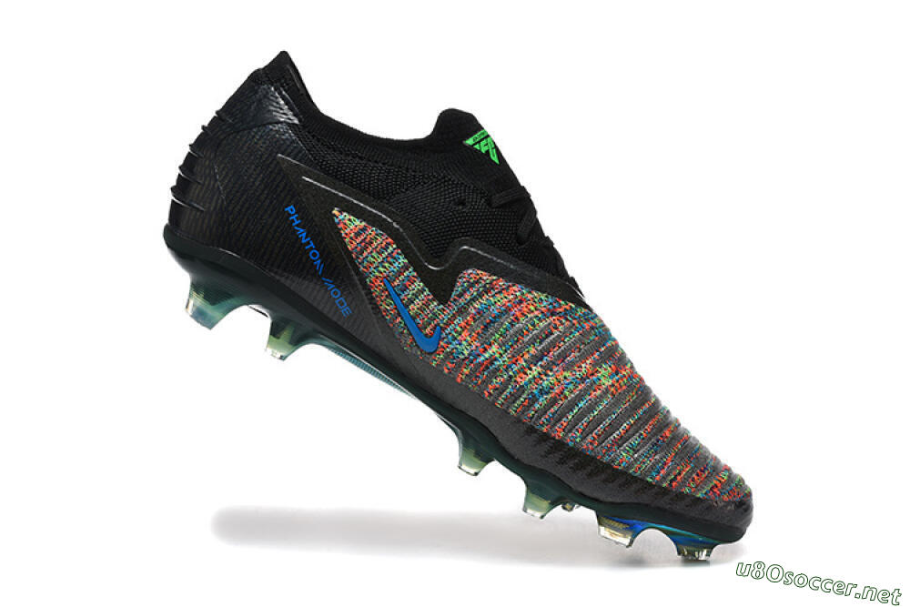 Unisex Nike Phantom 6 Elite High FG Football Boots - Black/Electric Green/Red Blaze 7