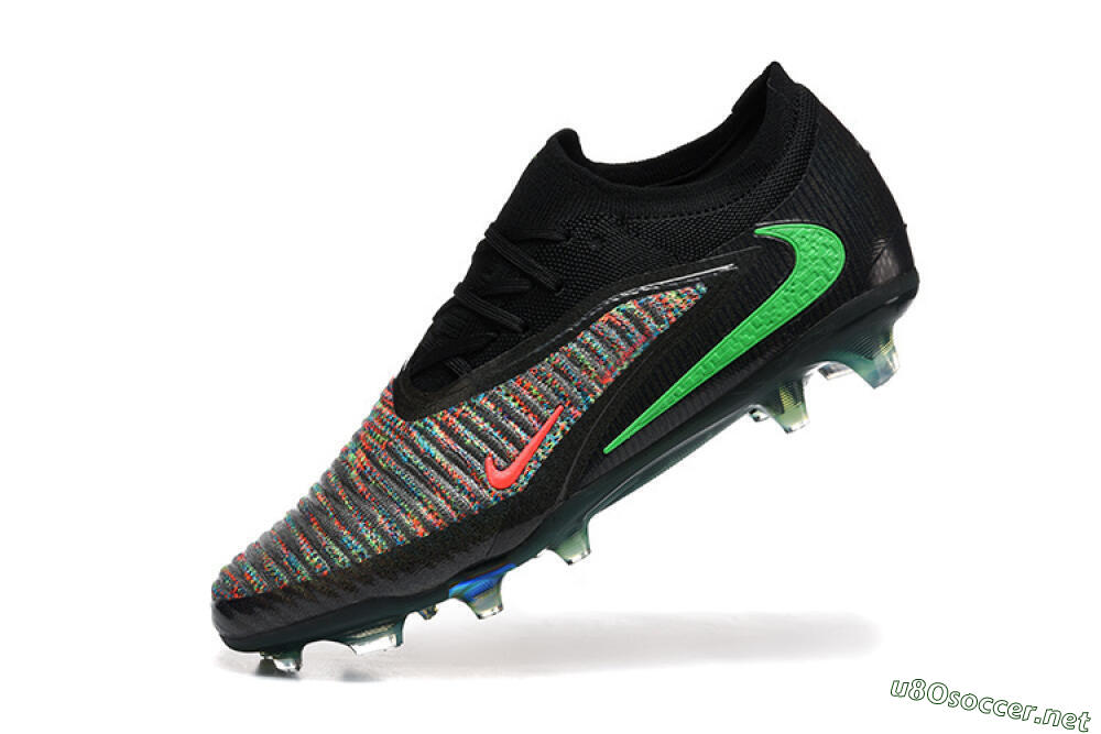 Unisex Nike Phantom 6 Elite High FG Football Boots - Black/Electric Green/Red Blaze 8